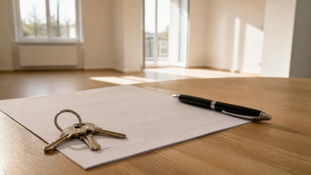 Keys and a contract on a table — buying or renting a home
