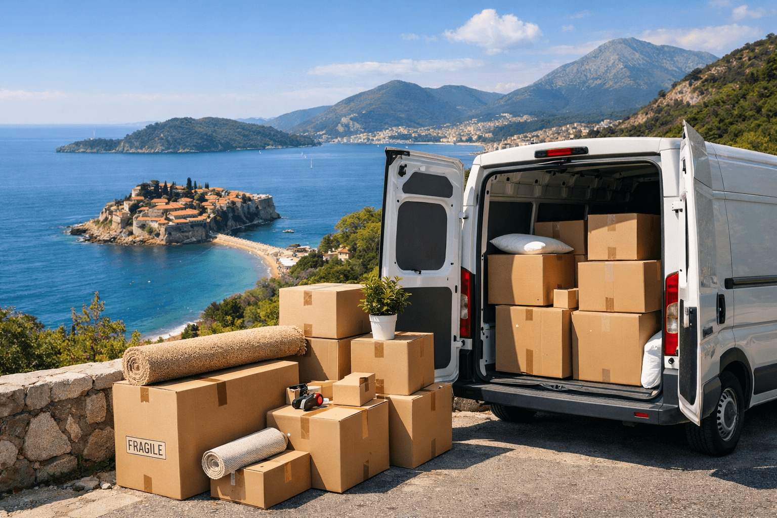 međunarodne selidbe na proleće - kombi na crnogorskom primorju