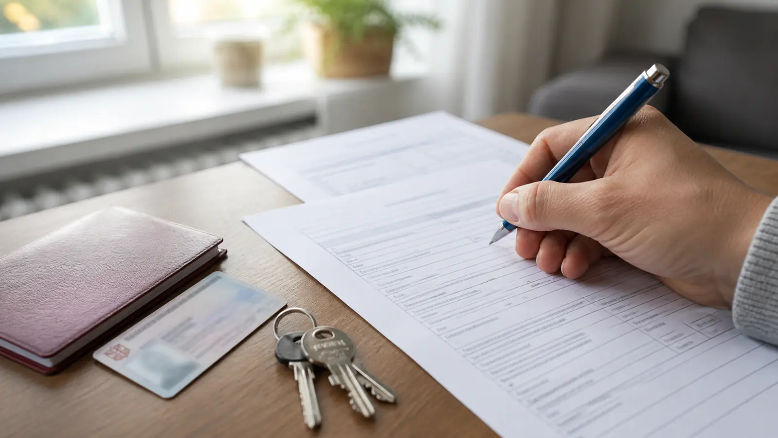 ID card, documents and a form on a table — changing your address after a move